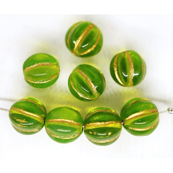20pcs Cristal Or Vert Patine Laver Ronde Melon, la Citrouille d'Halloween Fruits de Fruits de Perles - Photo n°1