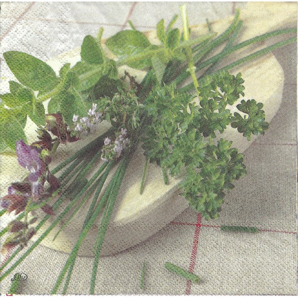 4 Serviettes en papier Herbes Ciboulette Basilic Format Lunch Decoupage Decopatch L-443700 IHR - Photo n°2