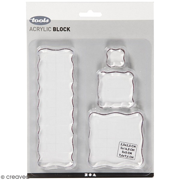 Assortiment de blocs acryliques pour tampons - de 2,5 à 16,5 cm - 4 pcs - Photo n°1