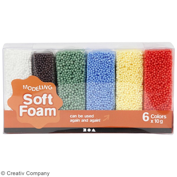 Assortiment de pâtes à modeler Soft Foam - 6 x 10 g - Photo n°3