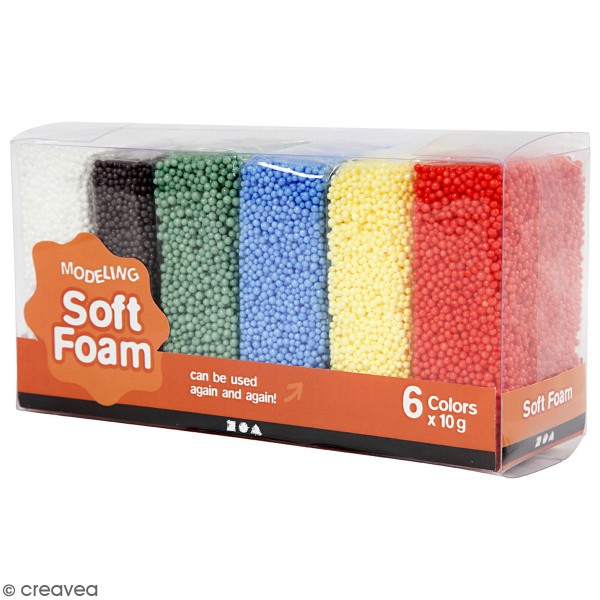 Assortiment de pâtes à modeler Soft Foam - 6 x 10 g - Photo n°1