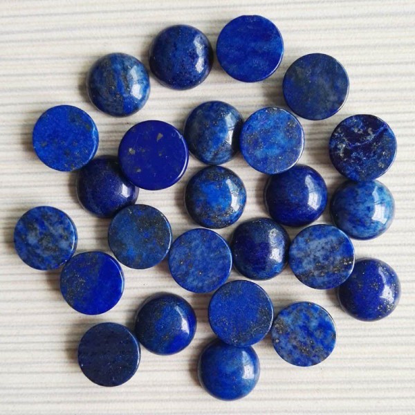 5pcs Bleu de Lapis-Lazuli en forme de Dôme Rond dos plat pierre Naturelle Focal Pierre Cabochon de B - Photo n°2