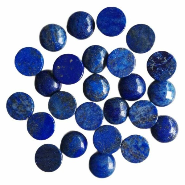 5pcs Bleu de Lapis-Lazuli en forme de Dôme Rond dos plat pierre Naturelle Focal Pierre Cabochon de B - Photo n°1