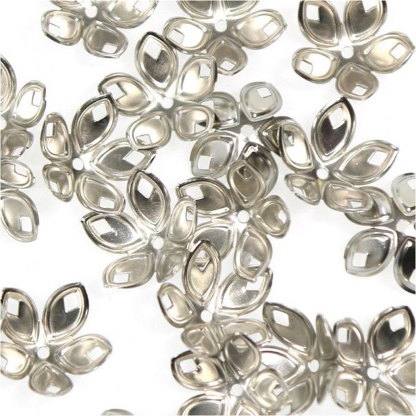 Calottes coupelles avec losanges pour perles (50 pièces) Gris - Photo n°2
