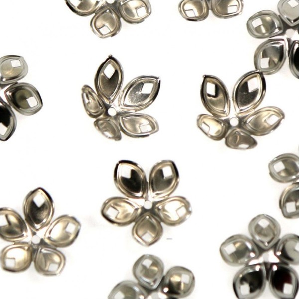 Calottes coupelles avec losanges pour perles (50 pièces) Gris - Photo n°1