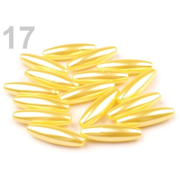 10 pc jaune vif en plastique imitation perle perles coup d'oeil 10x30mm Olive, large tirant trou, FI - Photo n°1
