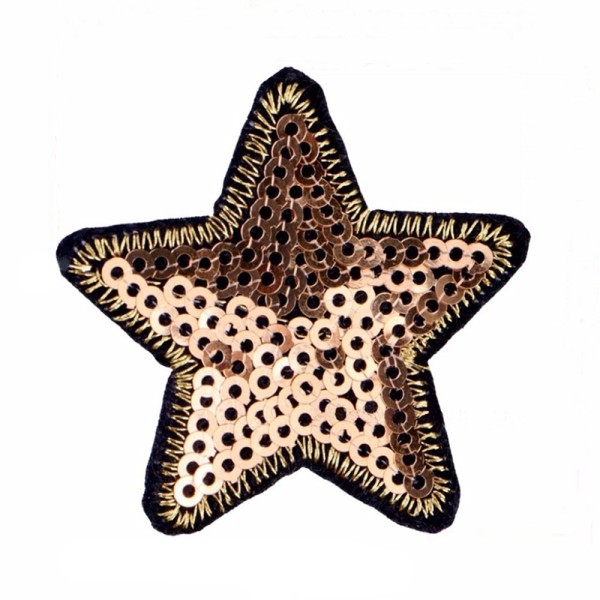 Pack de 10 écussons étoiles à sequins bronze, patchs thermocollants - Photo n°4