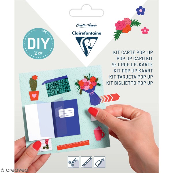 Kit pop-up Encouragements - Carte et enveloppe - 140 x 140 mm - Photo n°1