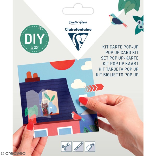 Kit pop-up Maison de vacances - Carte et enveloppe - 140 x 140 mm - Photo n°1