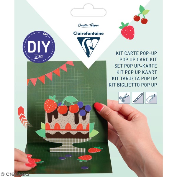 Kit pop-up Joyeux anniversaire - Carte et enveloppe - 140 x 140 mm - Photo n°1