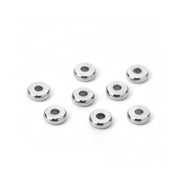 PS110112226 Lot de 15 perles intercalaires Rondelles 6 par 2mm Acier Inoxydable - Photo n°1