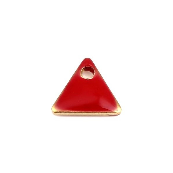 PS110238257 PAX 5 sequins médaillons émaillés Triangle petit modèle biface Rouge 5mm base doré - Photo n°3