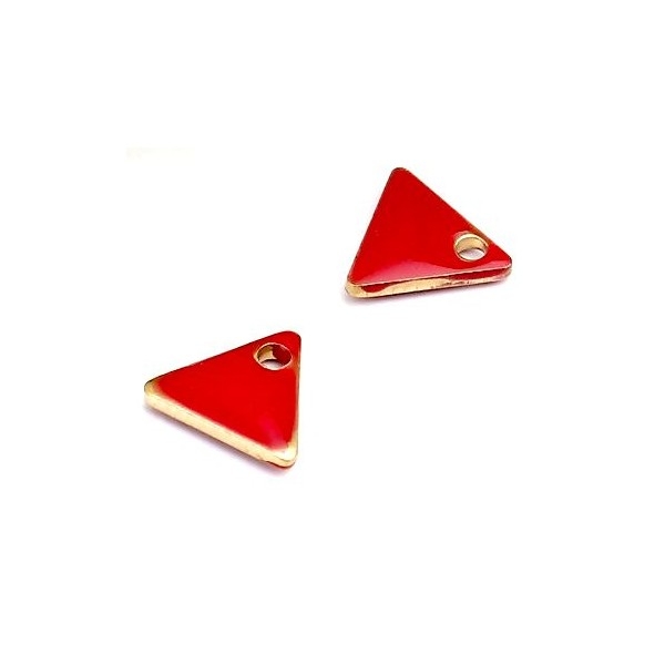 PS110238257 PAX 5 sequins médaillons émaillés Triangle petit modèle biface Rouge 5mm base doré - Photo n°1
