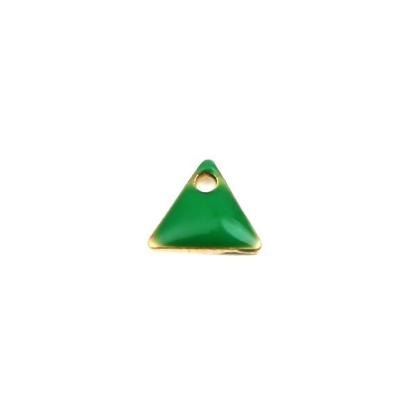PS110238266 PAX 5 sequins médaillons émaillés Triangle petit modèle biface Vert 5mm Base doré - Photo n°2