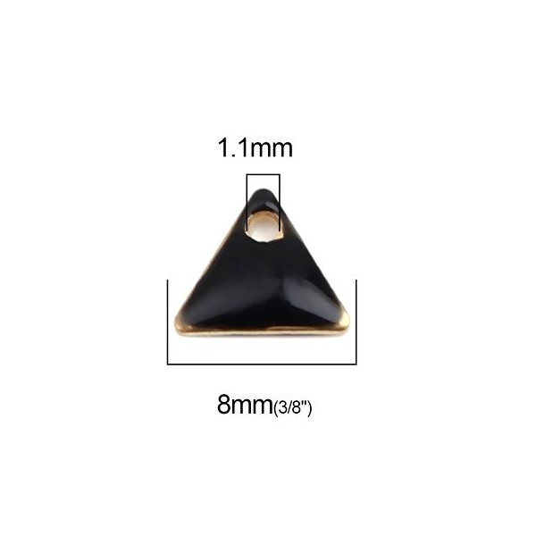 PS110238261 PAX 5 sequins médaillons émaillés Triangle petit modèle biface Noir 5mm Base doré - Photo n°2