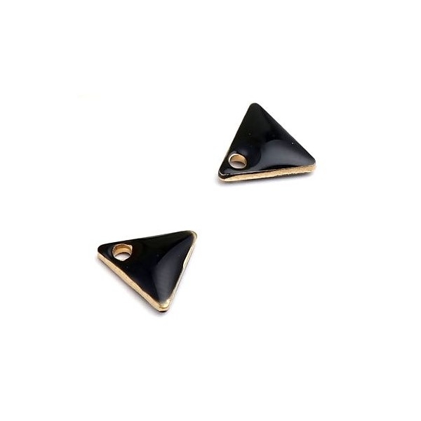 PS110238261 PAX 5 sequins médaillons émaillés Triangle petit modèle biface Noir 5mm Base doré - Photo n°1