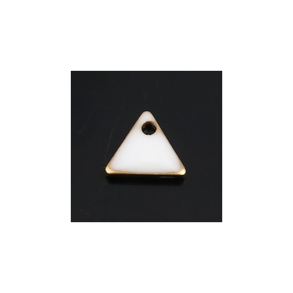 PS110238259 PAX 5 sequins médaillons émaillés Triangle petit modèle biface Blanc 5mm Base doré - Photo n°1