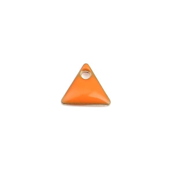 PS110238256 PAX 5 sequins médaillons émaillés Triangle petit modèle biface Orange 5mm Base doré - Photo n°2
