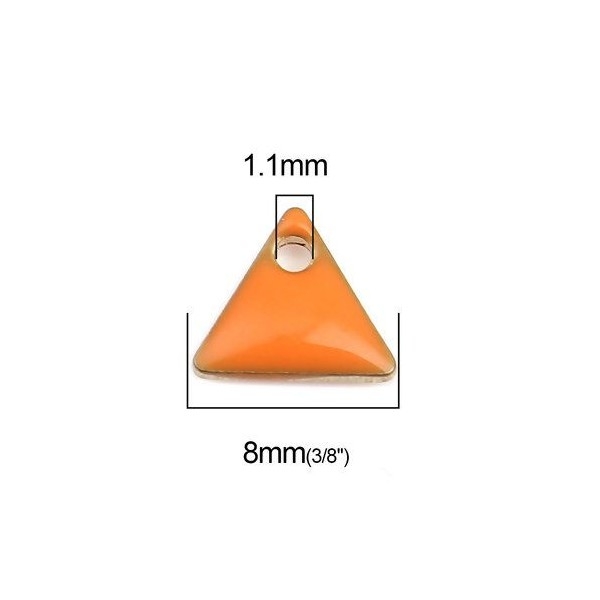 PS110238256 PAX 5 sequins médaillons émaillés Triangle petit modèle biface Orange 5mm Base doré - Photo n°3