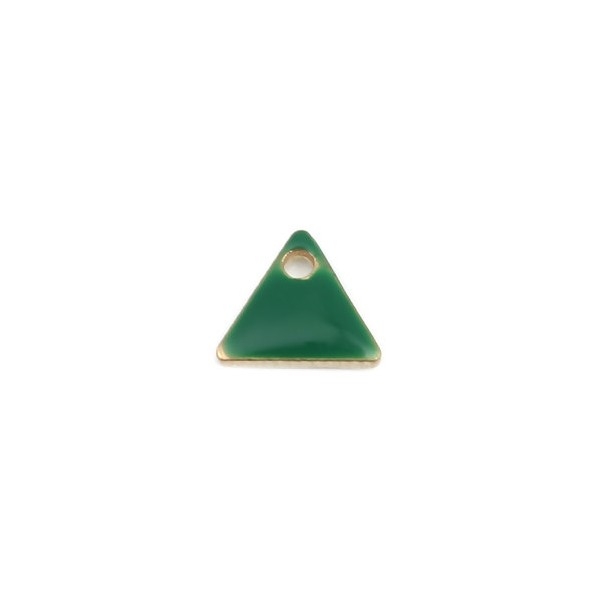 PS110238264 PAX 5 sequins médaillons émaillés Triangle petit modèle biface Vert Foncé 5mm Base doré - Photo n°1
