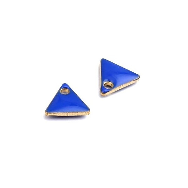 PS110238260 PAX 5 sequins médaillons émaillés Triangle petit modèle biface Bleu Roi 5mm Base doré - Photo n°1