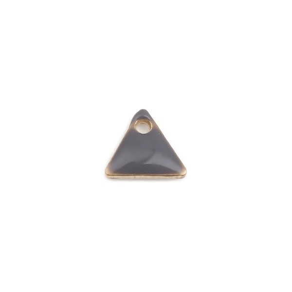 PS110238253 PAX 5 sequins médaillons émaillés Triangle petit modèle biface Gris 5mm Base doré - Photo n°2