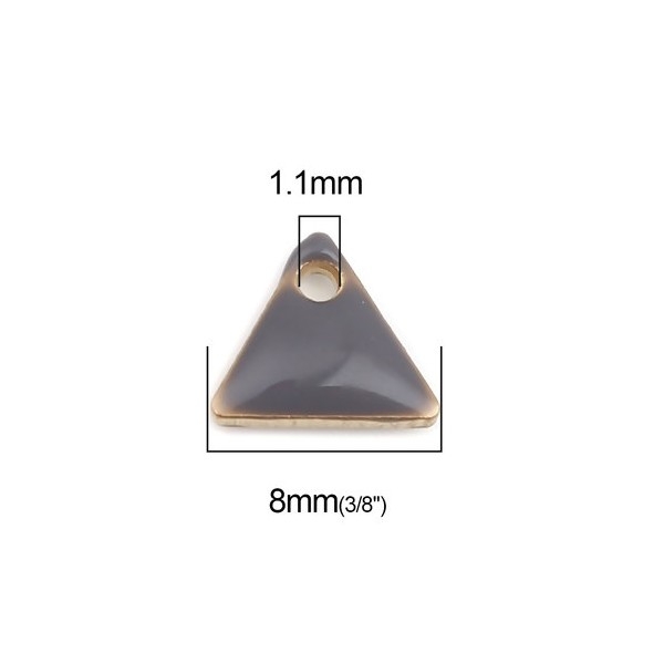 PS110238253 PAX 5 sequins médaillons émaillés Triangle petit modèle biface Gris 5mm Base doré - Photo n°3