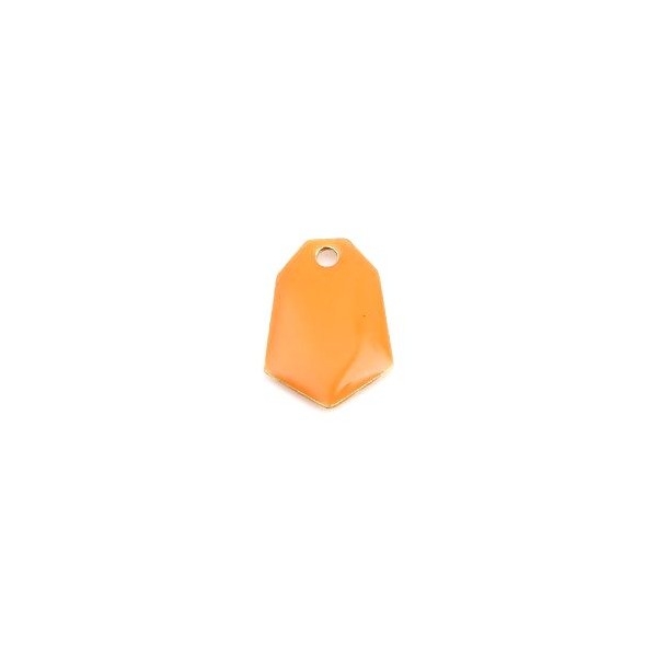 PS110238249 PAX 5 sequins médaillons émaillés Polygone biface Orange Base doré - Photo n°1
