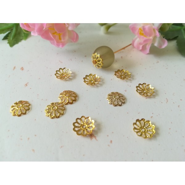 Coupelles dorées 9 mm fleur x 100 - Photo n°1