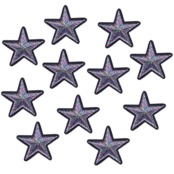 Pack de 5 écussons étoiles rayées, patchs thermocollants - Photo n°1