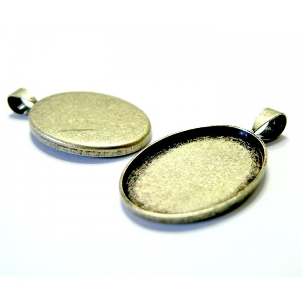 5 Supports de pendentif ovale 18 par 25mm laiton couleur bronze - Photo n°1