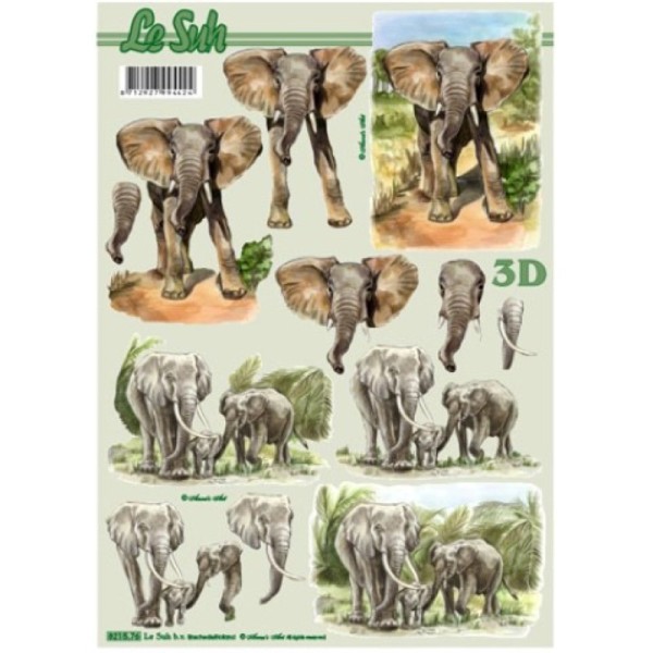 Carte 3D à découper - Eléphants en famille - 821576 - Photo n°1