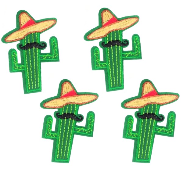 4 Patchs cactus, sombrero et moustache, écussons Mexique - Photo n°1