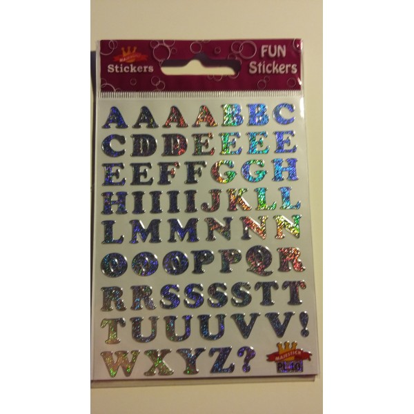 Stickers sur le thème de l' alphabet argent et paillettes - Photo n°1
