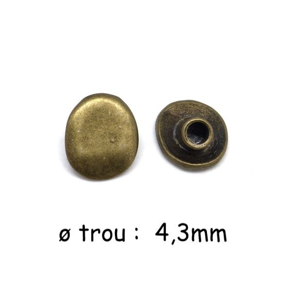 3 Embouts De Finition Tête Plate Pour Cordon 4mm Couleur Bronze En Métal - Photo n°1