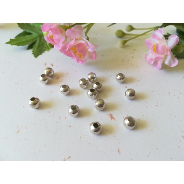 Perles métal argenté 6 mm ronde x 20 - Photo n°1