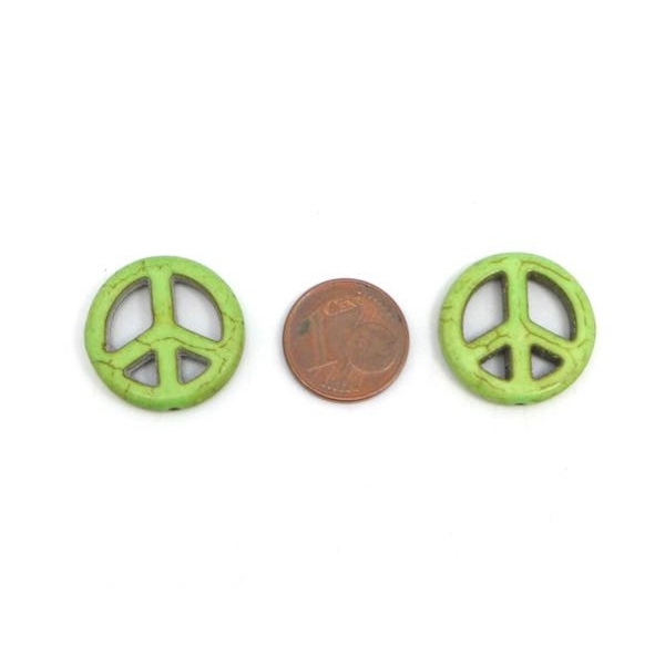 3 Perles Peace And Love Vert Amande 20mm Style 