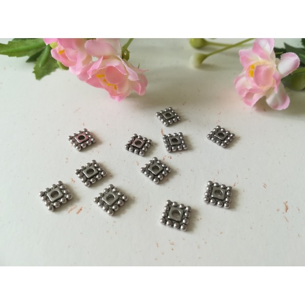 Perles métal intercalaire carré 7 mm argent mat x 20 - Photo n°1