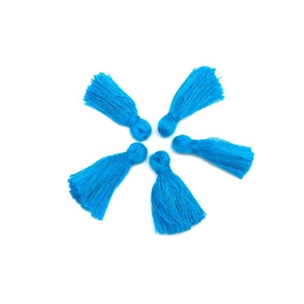5 Petits Pompons Bleu De 2cm - Photo n°1