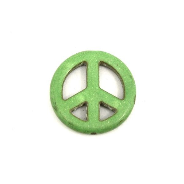 2 Perles Peace And Love 25mm Vert Amande Style Pierre 