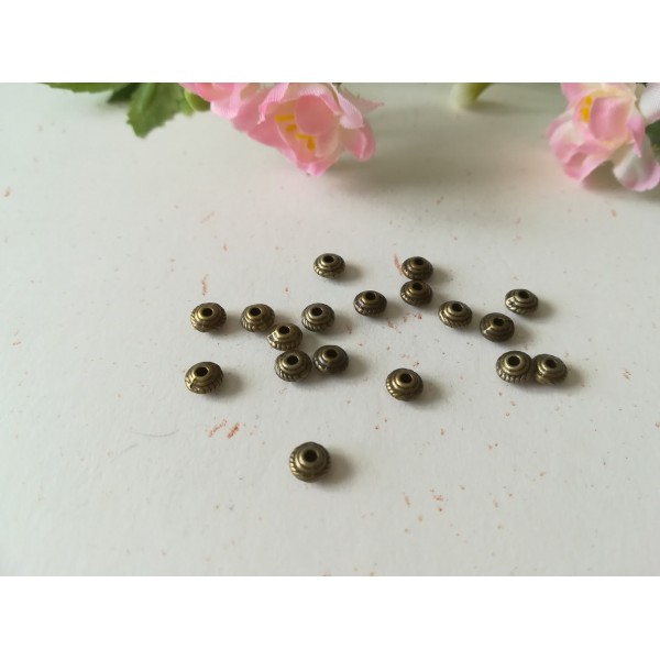 Perles métal intercalaire toupie strié 5 mm bronze x 50 - Photo n°1