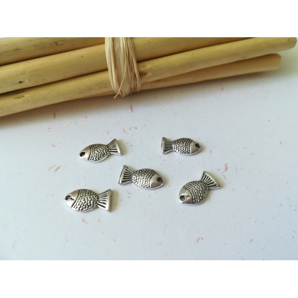 Breloques métal poisson argenté x 10 - Photo n°1