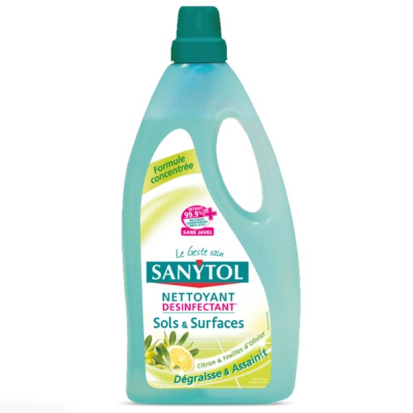 Nettoyant désinfectant Sols & Surfaces Sanytol - Citron et Feuilles d'olivier - 1 Litre - Photo n°1
