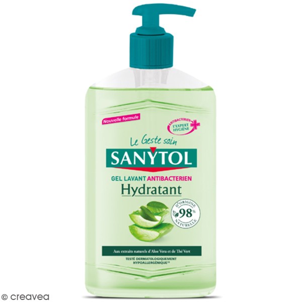 Gel lavant antibactérien et hydratant Sanytol - Aloé véra & Thé vert - 250 ml - Photo n°1