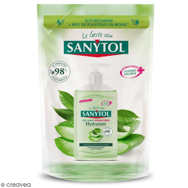 Recharge de gel lavant antibactérien et hydratant Sanytol - Aloé véra & Thé vert - 200 ml - Photo n°1