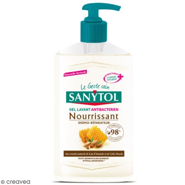 Gel lavant antibactérien et nourrissant Sanytol - Lait d'amande & Gelée royale - 250 ml - Photo n°1