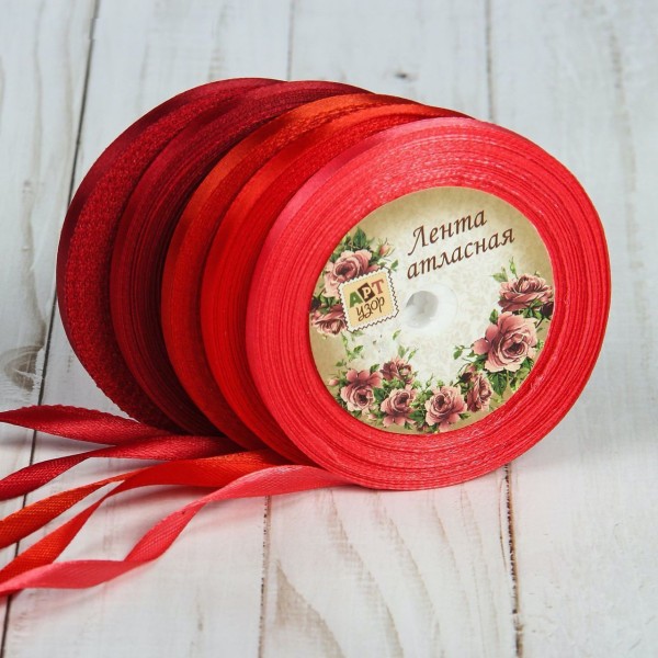5pcs Set de bandes rouges de satin de Noël, Cadeau décoratif, Couture applique, Accessoires cheveux, - Photo n°2