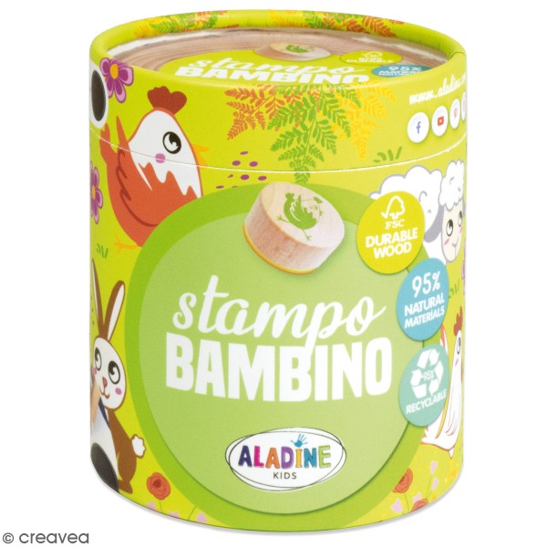 Kit de tampons bois Stampo Bambino - Ferme - 8 pcs - Photo n°1