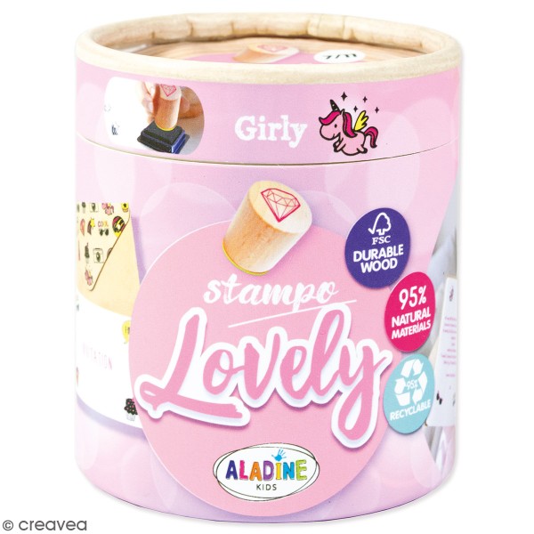Kit de tampons bois Stampo Lovely - City girly - 15 pcs - Photo n°1