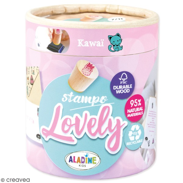 Kit de tampons bois Stampo Lovely - Kawai - 15 pcs - Photo n°1